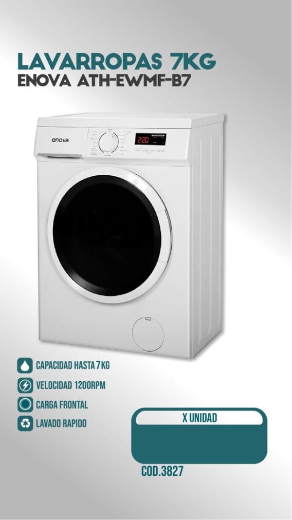 Lavarropas 7kg Blanco Carga Frontal Enova